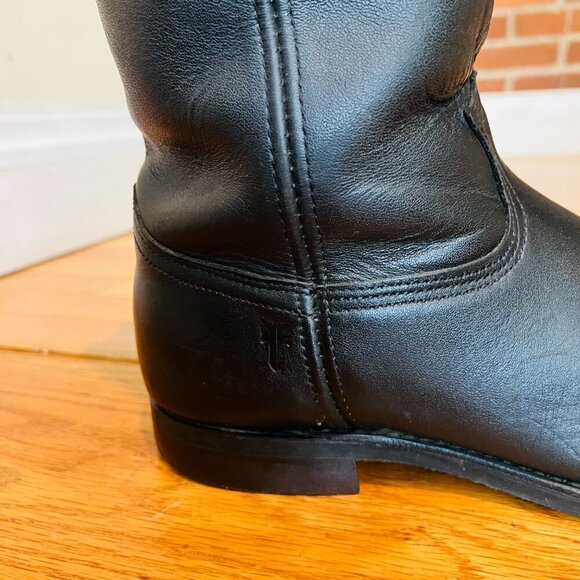 Vintage Frye Boots Western Cowboy Black Leather Roper Size 12 M US Mens - Picture 11 of 16